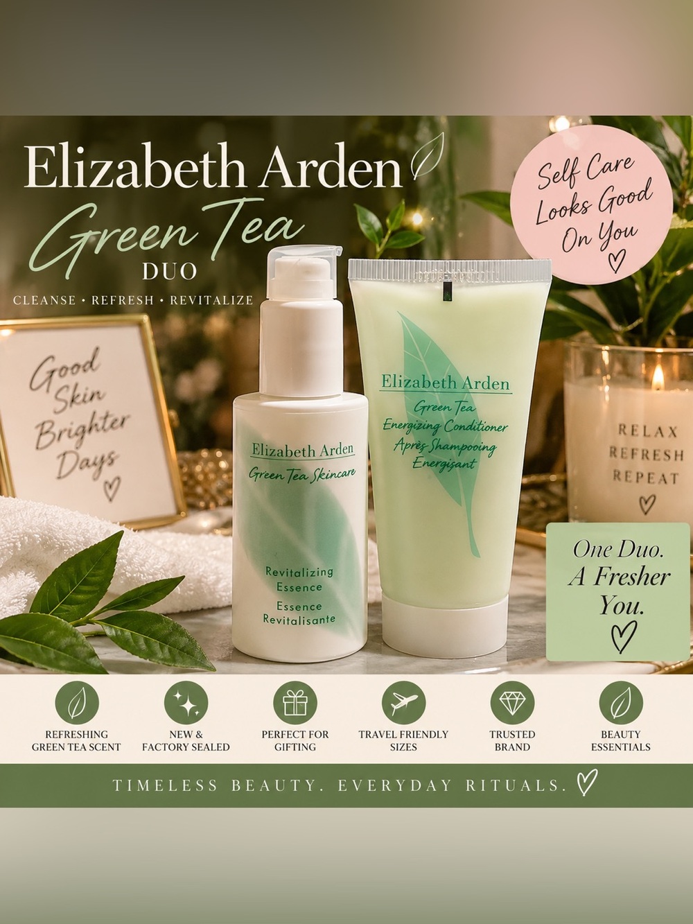 Elizabeth Arden Green Tea Skincare & Haircare Duo | NEW Factory Sealed